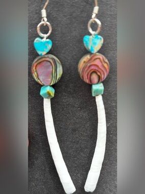 Boho Turquoise & Abalone Drop Earrings